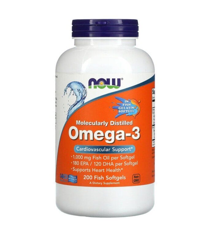 Now Foods, Omega 3, Fish Oil, 180 EPA/ 120 DHA |Омега 3, Рыбий жир, 200 капсул