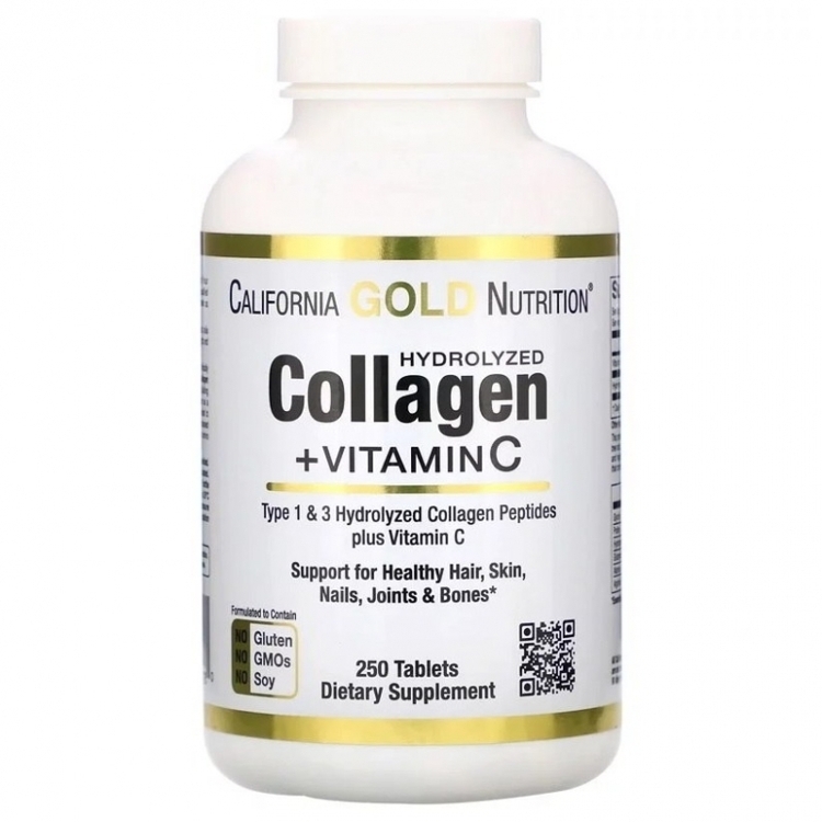 California Gold Nutrition, Collagen, vitamin C | Коллаген, Витамин C, 250 таблеток