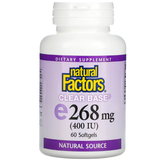Natural Factors, Vitamin E, E268 mg, 400 IU, 60 caps | Витамин Е, E268, 400 ед, 60 капсул