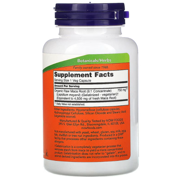 NOW Foods, Maca | Мака, необработанная, 750 мг, 90 капсул