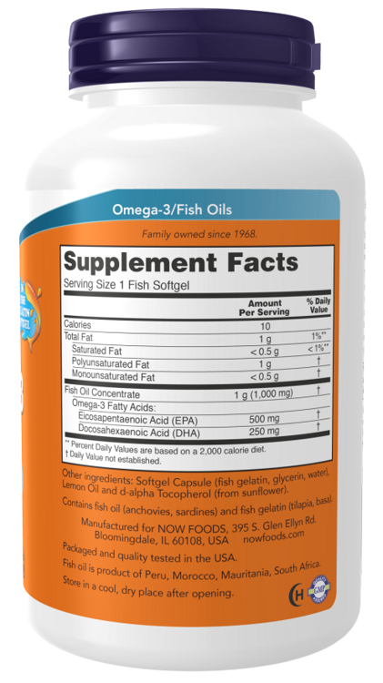 NOW Food, Ultra Omega 3,  Fish Oil, 500 EPA/ 250 DHA, 180 sofgels | Ультра Омега, Рыбий жир, 180 капсул