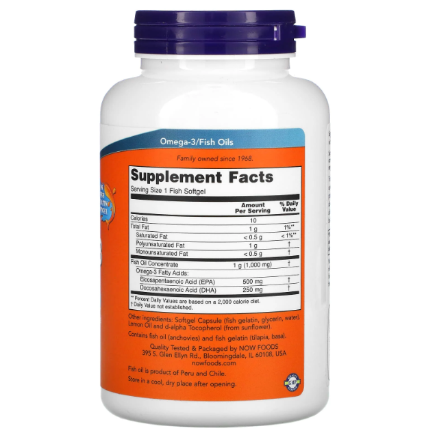 NOW Food, Ultra Omega 3,  Fish Oil, 500 EPA/ 250 DHA, 180 sofgels | Ультра Омега, Рыбий жир, 180 капсул