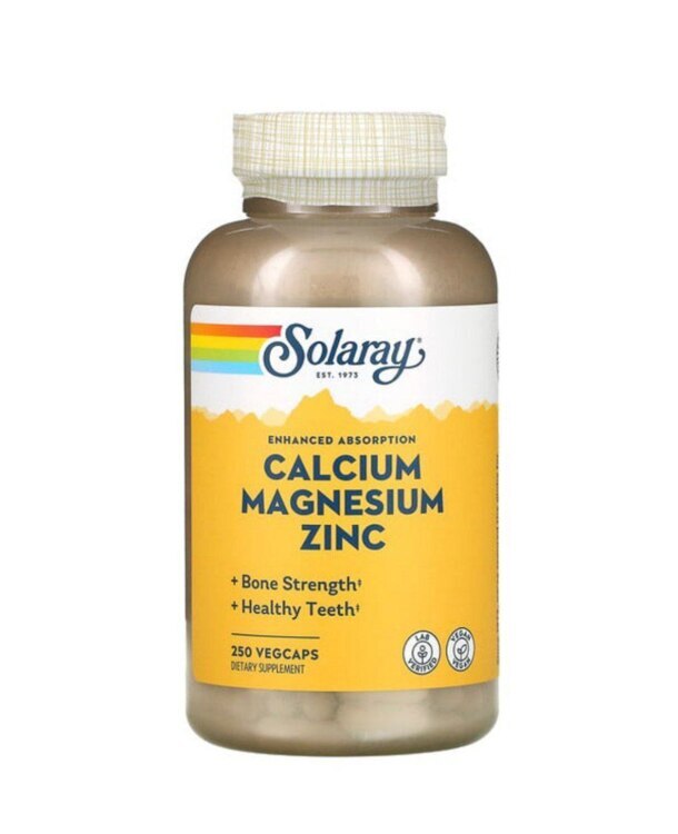 Solaray, Calcium, Magnesium, Zinc, 250 caps | Кальций, магний, цинк, 250 капсул