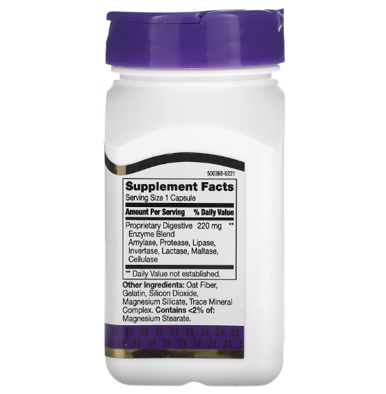 21 Century, Digestive Enzymes, 220 mg, 60 caps | Энзим, Пищеварительные ферменты, 220 мг,  60 капсул