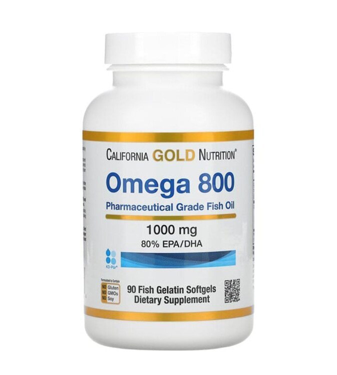 California Gold Nutrition, Омега 800, рыбий жир, 80% ЭПК/ДГК, 1000 мг, 90 капсул из рыбьего желатина